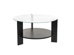 Couchtisch „Clara“ aus Holz – 75 x 75 x 40 cm – Transparentes schwarzes Holz
