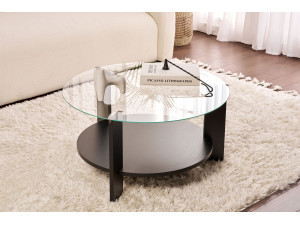 Couchtisch „Clara“ aus Holz – 75 x 75 x 40 cm – Transparentes schwarzes Holz 2