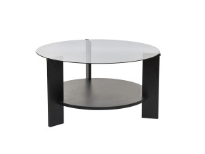 Couchtisch „Clara“ aus Holz – 75 x 75 x 40 cm – Geräuchertes schwarzes Holz