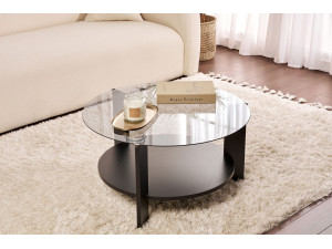 Couchtisch „Clara“ aus Holz – 75 x 75 x 40 cm – Geräuchertes schwarzes Holz 2