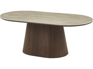 Ovaler Couchtisch aus Keramik "Portofino" - 120 cm -Travertin und Braun