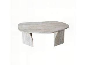 Couchtisch aus Holz "Rock" 100 x 60 x 35 cm - Travertin