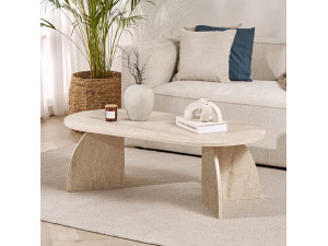 Couchtisch aus Holz "Melina" 120 x 60 x 40 cm - Travertin 2