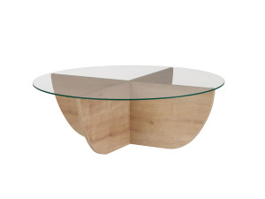 Glas-Couchtisch "Liya" 90 x 90 x 30 cm - Saphir-Eiche