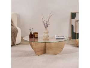 Glas-Couchtisch "Liya" 90 x 90 x 30 cm - Saphir-Eiche 2