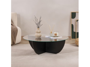 Couchtisch aus Glas "Liya" 90 x 90 x 30 cm - Holz Schwarz 2