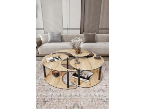 Couchtisch-Set aus Holz "Yin" 70 x 70 x 38 cm - Eiche 2