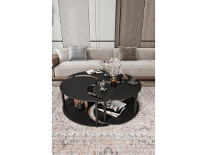 Couchtisch-Set aus Holz "Yin" 70 x 70 x 38 cm - Schwarz 2