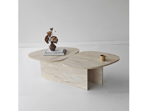 Couchtisch aus Holz "Stones" 125 x 60 x 38 cm - Travertin 2