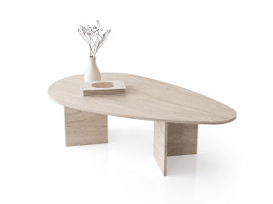 Couchtisch aus Holz "Flap" 139,5 x 79,5 x 42 cm - Travertin