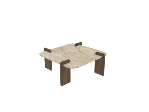 Couchtisch aus Holz "Afrolli" - 90 x 90 x 35 cm - Travertin