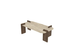 Couchtisch aus Holz "Leapiri" - 120 x 60 x 35 cm - Travertin