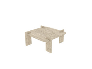 Couchtisch aus Holz "Woog" 90 x 90 x 35 cm - Travertin