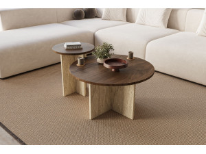 Couchtisch-Set aus Holz "Private" 70 x 70 x 40 cm - Walnussholz 2