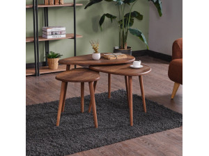 Couchtisch-Set aus Holz "Alvin" 80 x 52 x 50 cm - Walnussholz 2