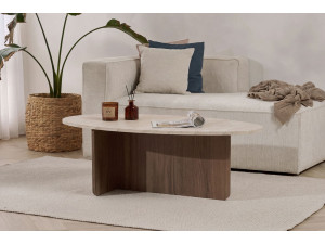 Couchtisch aus Holz "Orba" - 120 x 65 x 40 cm - Travertin 2