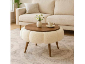 Couchtisch aus Holz "Papatya 60" - 60 x 60 x 44 cm - Creme 2
