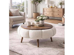 Couchtisch aus Holz "Papatya 60" - 60 x 60 x 44 cm - Weiß