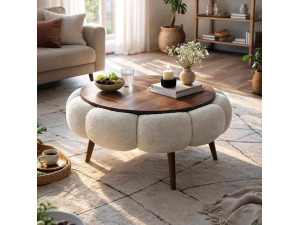 Couchtisch aus Holz "Papatya 60" - 60 x 60 x 44 cm - Weiß 2