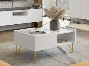 Couchtisch „Narine L“ – 97 × 45 × 65 cm – Weiß 2