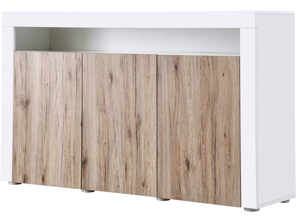 Schrank LED  "Bogota" - 155 x 40 x 92 cm - Eiche/  weiß lackiert
