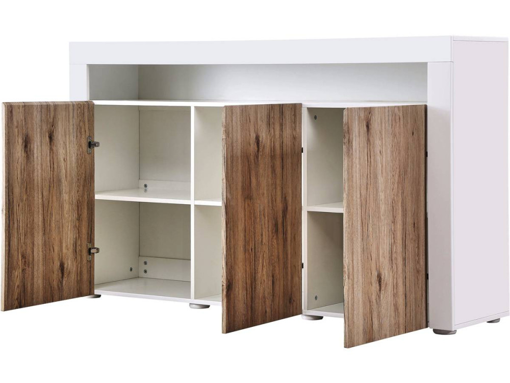 Schrank LED  "Bogota" - 155 x 40 x 92 cm - Eiche/  weiß lackiert