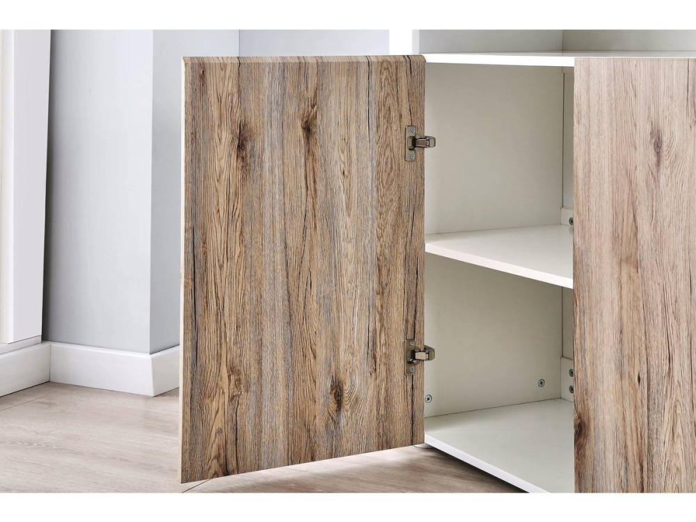 Schrank LED  "Bogota" - 155 x 40 x 92 cm - Eiche/  weiß lackiert