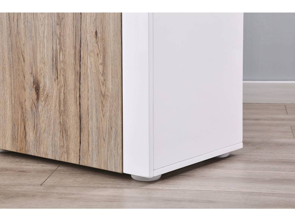 Schrank LED  "Bogota" - 155 x 40 x 92 cm - Eiche/  weiß lackiert