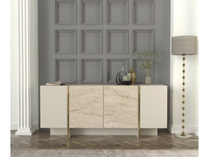 Anrichte aus Holz "Veyron" - 180 x 46 x 75 cm - Travertin, Sandstein 2
