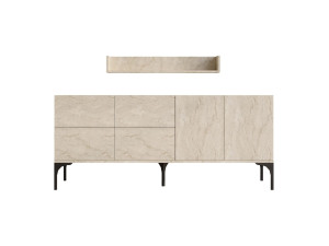 Anrichte aus Holz mit Wandregal "Stella" - 180 x 40 x 55 cm - Travertin