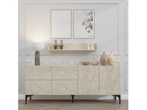 Anrichte aus Holz mit Wandregal "Stella" - 180 x 40 x 55 cm - Travertin 2