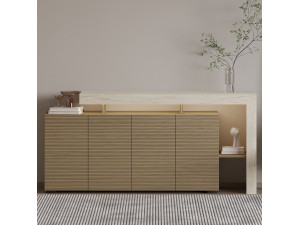 Anrichte aus Holz "Beliz" - 170 x 35 x 80 cm - Travertin / Eiche Warm 2