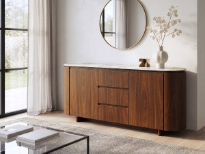 Anrichte aus Holz mit Keramikplatte "Stonea" - 180 x 40 x 85 cm - Braun 2