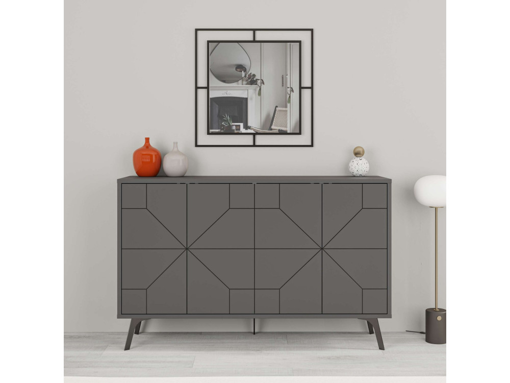Anrichte aus Holz "Dune" - 123 x 35 x 62 cm - Anthrazitgrau