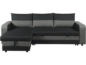 Ecksofa mit Stoffbezug "Victor", umkehrbar/wandelbar - 3-Sitzer - Schwarz