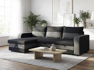 Ecksofa mit Stoffbezug "Victor", umkehrbar/wandelbar - 3-Sitzer - Schwarz 2