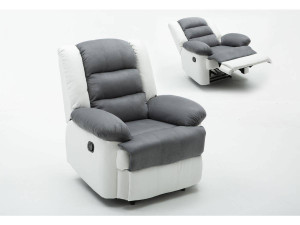 Relax-Sessel "Buckingham" - 85 x 93 x 100 cm - Weiß / Hellgrau