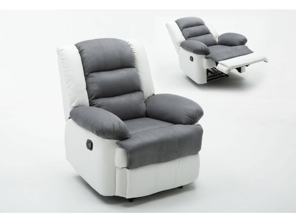 Relax-Sessel "Buckingham" - 85 x 93 x 100 cm - Weiß / Hellgrau