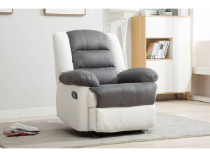 Relax-Sessel "Buckingham" - 85 x 93 x 100 cm - Weiß / Hellgrau 2