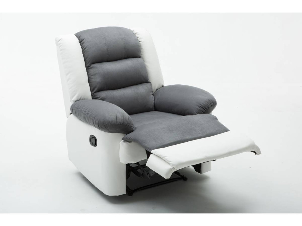 Relax-Sessel "Buckingham" - 85 x 93 x 100 cm - Weiß / Hellgrau
