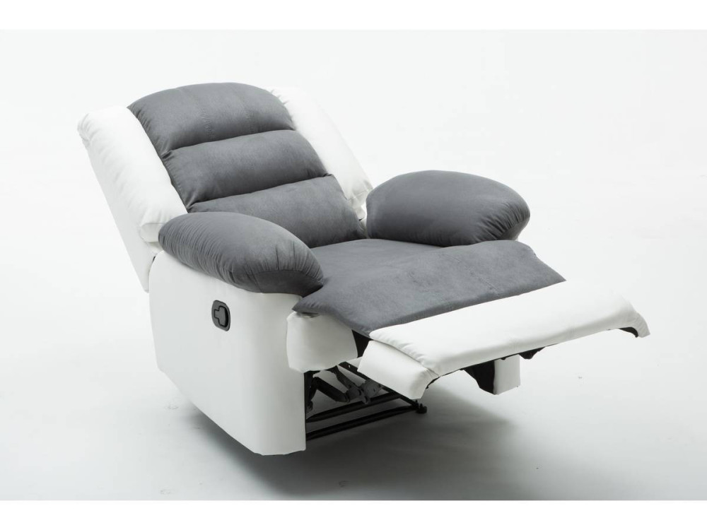 Relax-Sessel "Buckingham" - 85 x 93 x 100 cm - Weiß / Hellgrau