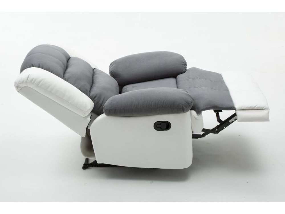 Relax-Sessel "Buckingham" - 85 x 93 x 100 cm - Weiß / Hellgrau