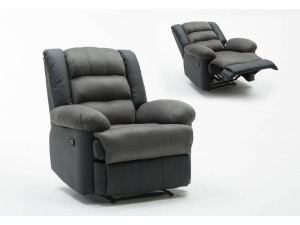 Relax-Sessel "Buckingham" - 85 x 93 x 100 cm - Schwarz / Dunkelgrau