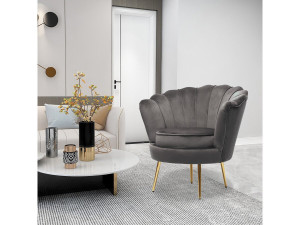 Sessel aus Samt "Floria" - 75 x 68 x 77,5 cm - Grau 2