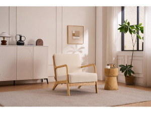 Sessel "Clinton" aus Holz im skandinavischen Stil - Beige 2