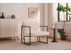 Sessel aus Samt und Metall "Kennedy" - 73. 5 x 75,5 x 81 cm - Creme 2