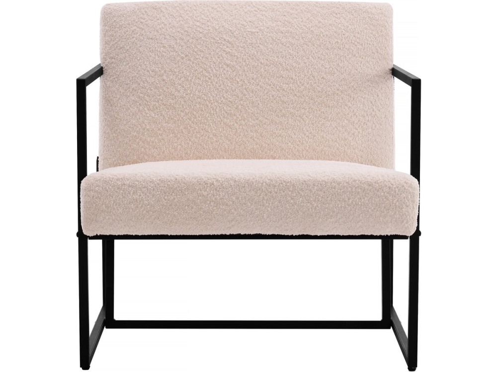 Sessel aus Samt und Metall "Kennedy" - 73. 5 x 75,5 x 81 cm - Creme
