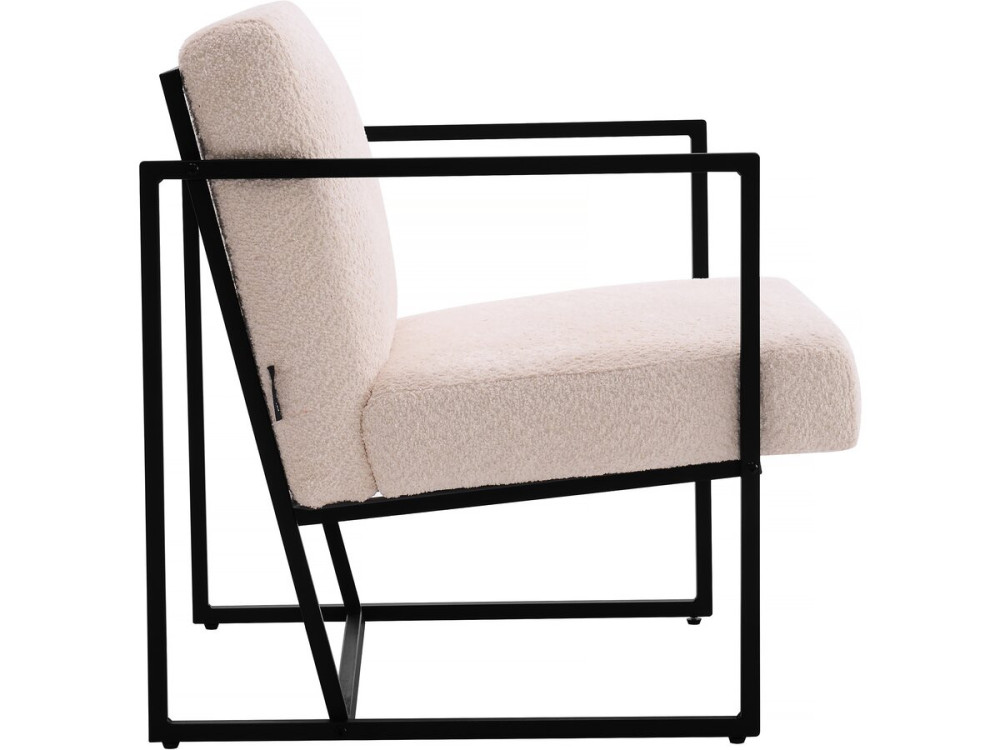 Sessel aus Samt und Metall "Kennedy" - 73. 5 x 75,5 x 81 cm - Creme