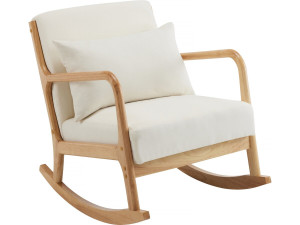 Schaukelstuhl im skandinavischen Stil aus Bouclé und Holz „Clinton“ - Beige