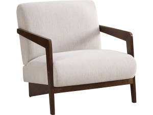 Skandinavischer Sessel „Lena“ aus Holz und Stoff – Beige